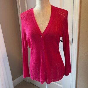 Jones New York - Hot Pink Button Up Cardigan (Size: M)